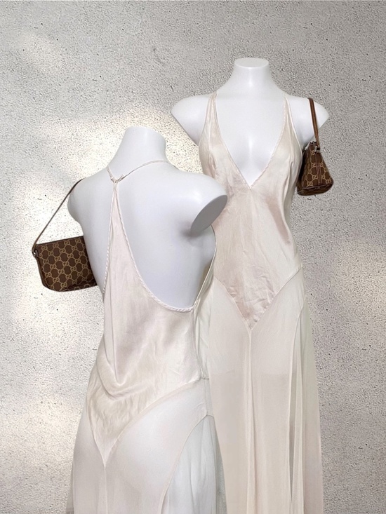 Victoria's Secret Dresses & Skirts - RARE VTG Victoria’s Secret 100% Silk Cream Sheer Maxi Dress